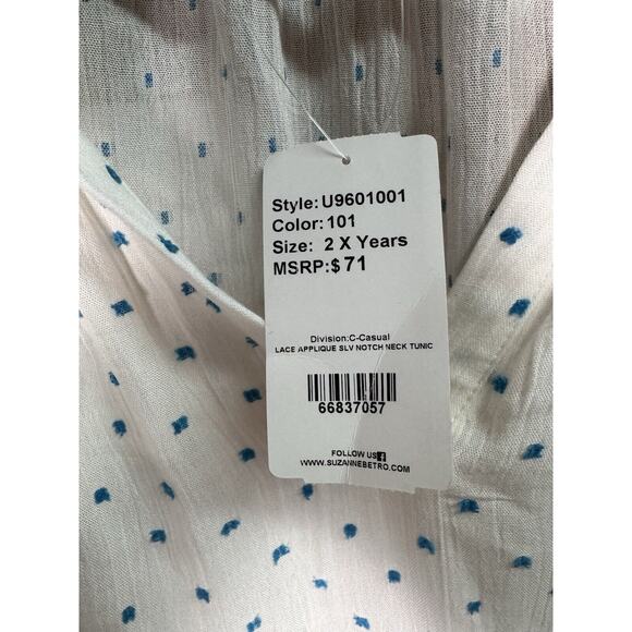 Weekend By Suzanne Betro Womens Plus 2X Tunic Top Lace Appliqué Rayon Shirt NEW - Picture 9 of 9